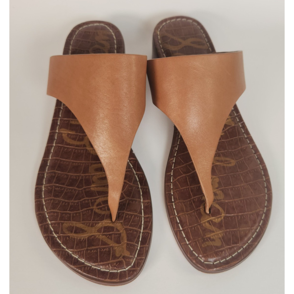 Sam Edelman Jaynee 7.5 M Leather Toe Thong Sandal Comfort Slip On Shoes Tan - Picture 2 of 7